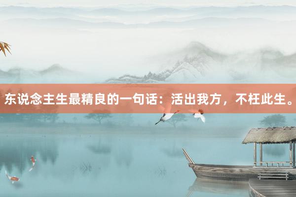 东说念主生最精良的一句话：活出我方，不枉此生。